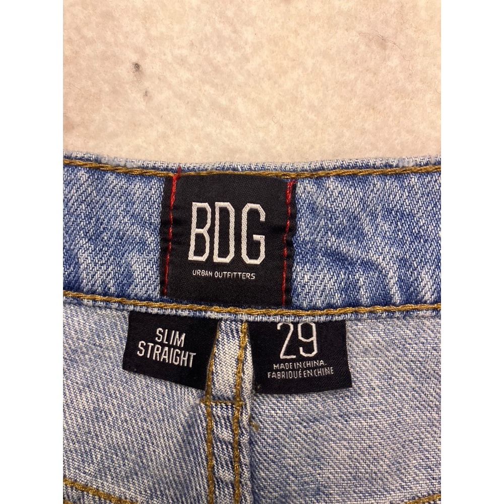 BDG‎ Slim Straight Jeans Womens 29 Blue High Rise Raw Hem 100% Cotton Denim - Picture 2 of 12